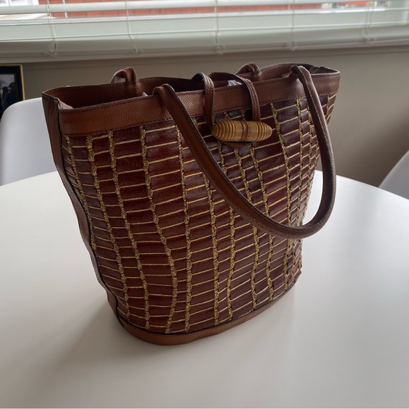 Genuine Leather Vintage Italian Designer Silvano Biagini Bucket Bag - Picture 5 of 16